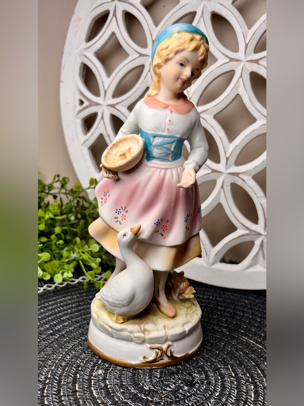 Vintage Ardalt Lenwile China figurine "Country Girl Feeding Duck" (model 6949)